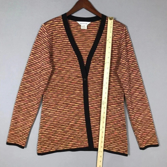 Exclusively Misook Long Sleeve Cardigan Size XS Brown Orange One Button Sweater - Picture 12 of 15